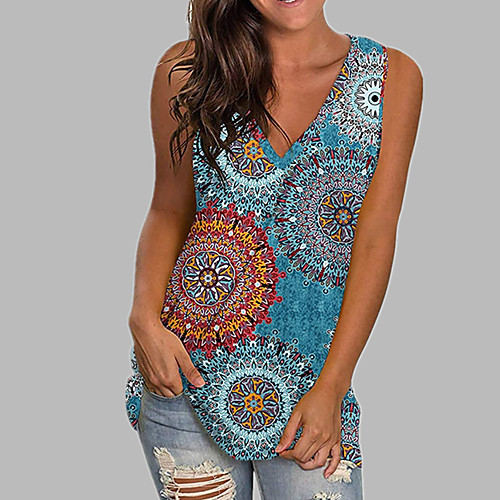 Women's Going out Bohemian Theme Tank Top Vest T shirt Floral Print V Neck Boho Tops Blue Wine Black
Women's Going out Bohemian Theme Tank Top Vest T shirt Floral Print V Neck Boho Tops Blue Wine Black