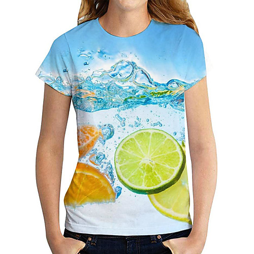 Women's 3D Printed T shirt 3D Fruit Print Round Neck Tops Basic Basic Top Blue
Women's 3D Printed T shirt 3D Fruit Print Round Neck Tops Basic Basic Top Blue