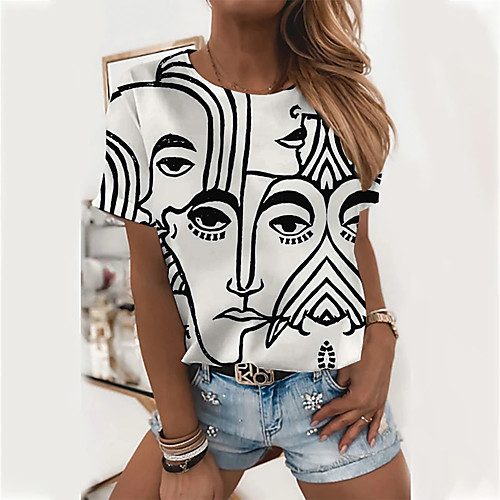Women's Abstract Portrait Painting T shirt Graphic Portrait Print Round Neck Basic Tops White Blushing Pink Rose Pink
Women's Abstract Portrait Painting T shirt Graphic Portrait Print Round Neck Basic Tops White Blushing Pink Rose Pink