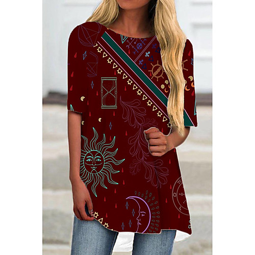 Women's T Shirt Dress Tee Dress Short Mini Dress Wine Half Sleeve Print Color Block Print Spring Summer Round Neck Casual Holiday 2021 S M L XL XXL 3XL
Women's T Shirt Dress Tee Dress Short Mini Dress Wine Half Sleeve Print Color Block Print Spring Summer Round Neck Casual Holiday 2021 S M L XL XXL 3XL