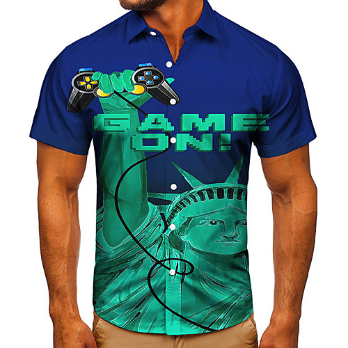Men's Shirt 3D Print Graphic Prints Statue Button-Down Short Sleeve Street Tops Casual Fashion Classic Breathable Blue
Men's Shirt 3D Print Graphic Prints Statue Button-Down Short Sleeve Street Tops Casual Fashion Classic Breathable Blue