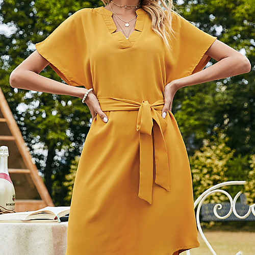 Women's A Line Dress Short Mini Dress Yellow Short Sleeve Solid Color Summer Casual 2021 S M L XL
Women's A Line Dress Short Mini Dress Yellow Short Sleeve Solid Color Summer Casual 2021 S M L XL