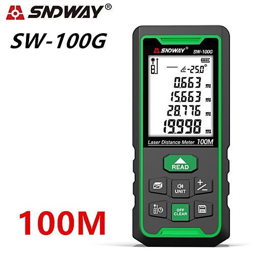 SNDWAY SNDWAY-sw100g Laser Mistance Meter Infrared distance meter 100m Handheld Design Easy to Use High Quality for furniture installation for smart home measurement for engineering measurement
SNDWAY SNDWAY-sw100g Laser Mistance Meter Infrared distance meter 100m Handheld Design Easy to Use High Quality for furniture installation for smart home measurement for engineering measurement