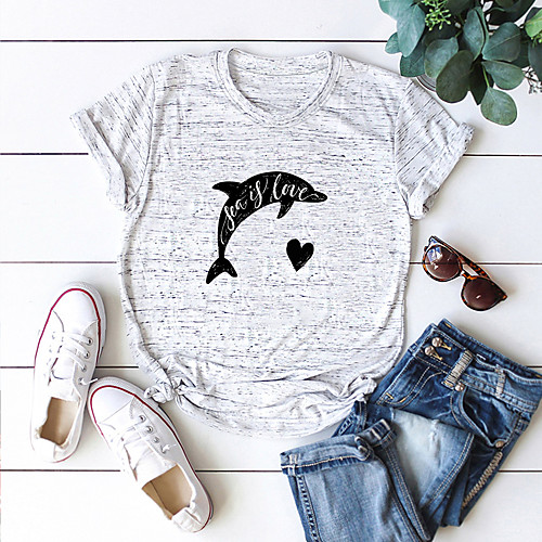 Women's T shirt LOVE Letter Animal Print Round Neck Tops Cotton Basic Basic Top White Blue Red
Women's T shirt LOVE Letter Animal Print Round Neck Tops Cotton Basic Basic Top White Blue Red