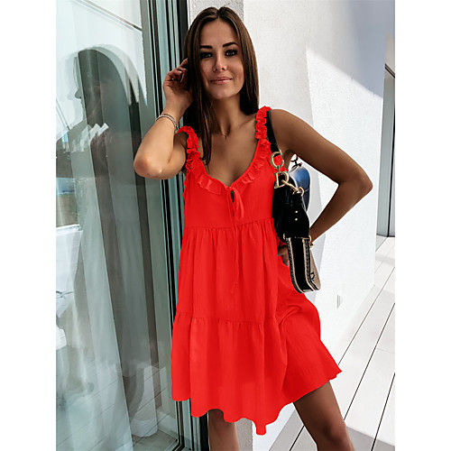 Women's Strap Dress Short Mini Dress ArmyGreen Blue Orange Black Apricot Sleeveless Solid Color Spring Summer Casual / Daily 2021 S M L XL
Women's Strap Dress Short Mini Dress ArmyGreen Blue Orange Black Apricot Sleeveless Solid Color Spring Summer Casual / Daily 2021 S M L XL