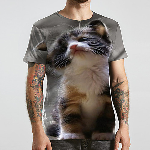 Men's Unisex Tee T shirt 3D Print Cat Graphic Prints Plus Size Print Short Sleeve Casual Tops Basic Designer Big and Tall Gray
Men's Unisex Tee T shirt 3D Print Cat Graphic Prints Plus Size Print Short Sleeve Casual Tops Basic Designer Big and Tall Gray