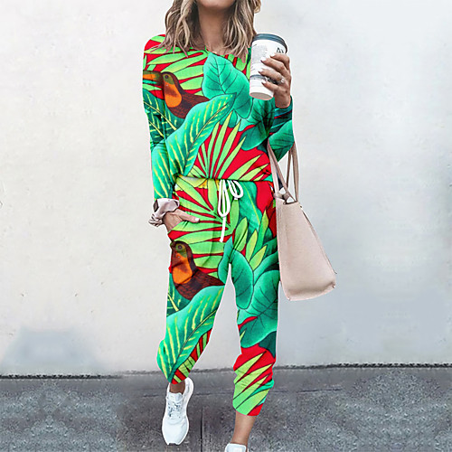 Women's Basic Streetwear Floral Plant Vacation Casual / Daily Two Piece Set Tracksuit T shirt Pant Loungewear Drawstring Print Tops
Women's Basic Streetwear Floral Plant Vacation Casual / Daily Two Piece Set Tracksuit T shirt Pant Loungewear Drawstring Print Tops