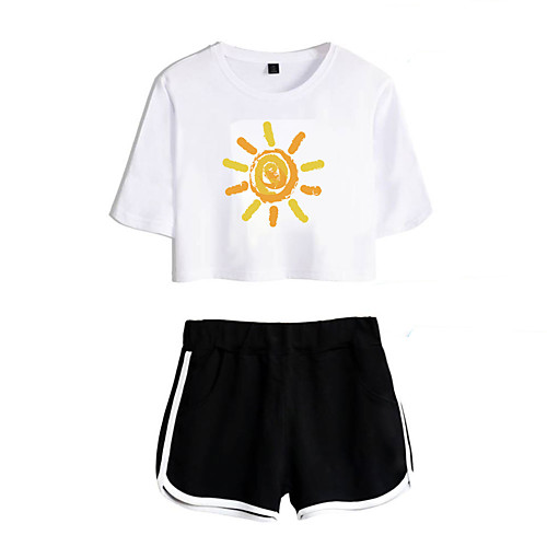 Women's Basic Streetwear Print Vacation Casual / Daily Two Piece Set Crop Top Tracksuit T shirt Loungewear Shorts Print Tops
Women's Basic Streetwear Print Vacation Casual / Daily Two Piece Set Crop Top Tracksuit T shirt Loungewear Shorts Print Tops