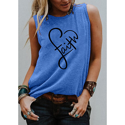 Women's Holiday Tank Top Vest T shirt Graphic Heart Letter Print Round Neck Basic Tops Blue Purple Light gray / Going out
Women's Holiday Tank Top Vest T shirt Graphic Heart Letter Print Round Neck Basic Tops Blue Purple Light gray / Going out