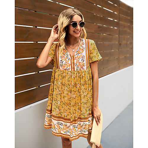 Women's Swing Dress Knee Length Dress Yellow Red Wine Green Short Sleeve Print Spring Summer Boho 2021 S M L XL
Women's Swing Dress Knee Length Dress Yellow Red Wine Green Short Sleeve Print Spring Summer Boho 2021 S M L XL
