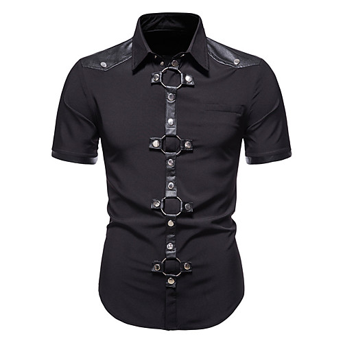 Men's Shirt non-printing Solid Color Rivet Short Sleeve Street Tops Rock Punk & Gothic Wine Black / Club
Men's Shirt non-printing Solid Color Rivet Short Sleeve Street Tops Rock Punk & Gothic Wine Black / Club