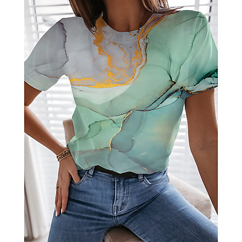 Women's Abstract Geometric Painting T shirt Graphic Print Round Neck Basic Tops Green
Women's Abstract Geometric Painting T shirt Graphic Print Round Neck Basic Tops Green