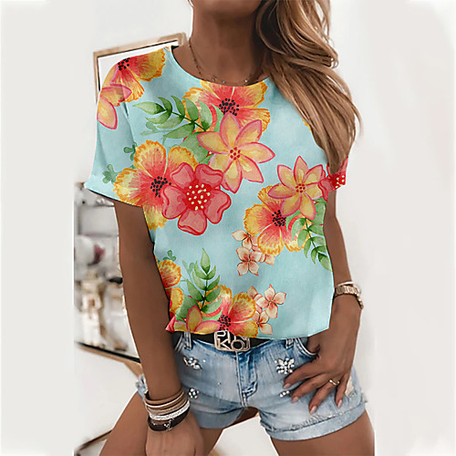 Women's Floral Theme Painting T shirt Floral Flower Print Round Neck Basic Tops Purple Light Green
Women's Floral Theme Painting T shirt Floral Flower Print Round Neck Basic Tops Purple Light Green