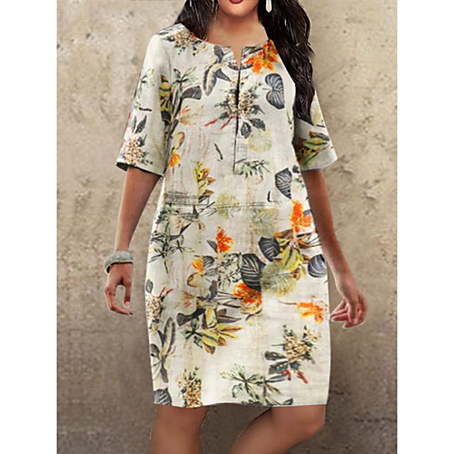 Women's Plus Size Shift Dress Knee Length Dress Fuchsia Orange Half Sleeve Floral Print Fall Summer Round Neck Hot Vintage 2021 S M L XL XXL 3XL 4XL
Women's Plus Size Shift Dress Knee Length Dress Fuchsia Orange Half Sleeve Floral Print Fall Summer Round Neck Hot Vintage 2021 S M L XL XXL 3XL 4XL