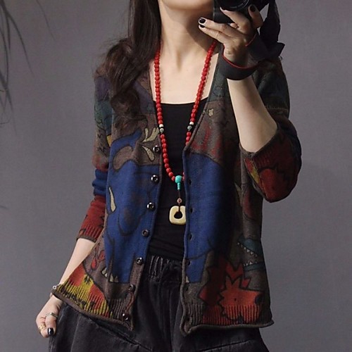 2021 spring new printed knit cardigan women's retro ethnic style loose large size thin long sleeve top
2021 spring new printed knit cardigan women's retro ethnic style loose large size thin long sleeve top