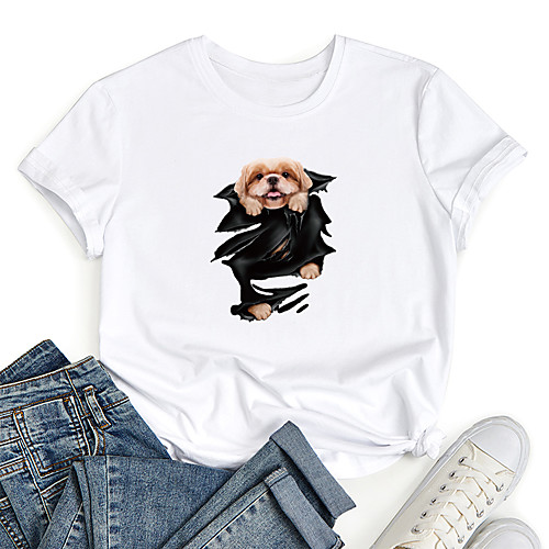 Women's T shirt Dog 3D Animal Print Round Neck Tops 100% Cotton Basic Basic Top White
Women's T shirt Dog 3D Animal Print Round Neck Tops 100% Cotton Basic Basic Top White