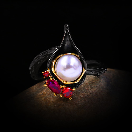 Ring Pearl Two Stone Black Brass Floral Theme Artistic Unique Design Vintage 1pc 6 7 8 9 10 / Women's
Ring Pearl Two Stone Black Brass Floral Theme Artistic Unique Design Vintage 1pc 6 7 8 9 10 / Women's
