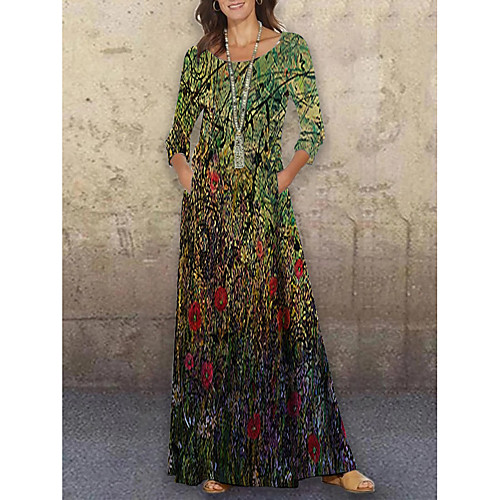 Women's Shift Dress Maxi long Dress Green 3/4 Length Sleeve Floral Print Print Spring Summer Round Neck Casual Holiday 2021 S M L XL XXL 3XL
Women's Shift Dress Maxi long Dress Green 3/4 Length Sleeve Floral Print Print Spring Summer Round Neck Casual Holiday 2021 S M L XL XXL 3XL