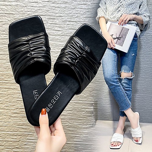 Women's Sandals Outdoor Slippers Flat Heel Round Toe PU Solid Colored White Black
Women's Sandals Outdoor Slippers Flat Heel Round Toe PU Solid Colored White Black
