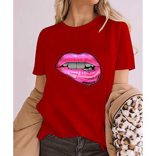 Women's 3D Printed T shirt Graphic 3D Mouth Print Round Neck Tops 100% Cotton Basic Basic Top Purple Red Yellow
Women's 3D Printed T shirt Graphic 3D Mouth Print Round Neck Tops 100% Cotton Basic Basic Top Purple Red Yellow