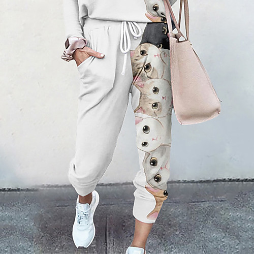 Women's Basic Soft Comfort Going out Gym Palazzo Pants Cat Animal Full Length Pocket Elastic Drawstring Design Print White
Women's Basic Soft Comfort Going out Gym Palazzo Pants Cat Animal Full Length Pocket Elastic Drawstring Design Print White