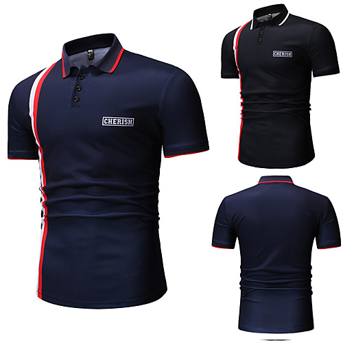 Men's Golf Shirt Tennis Shirt Striped Letter Button-Down Short Sleeve Street Tops Cotton Business Casual Comfortable Black Navy Blue
Men's Golf Shirt Tennis Shirt Striped Letter Button-Down Short Sleeve Street Tops Cotton Business Casual Comfortable Black Navy Blue