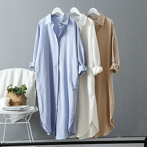 Women's Coat Casual / Daily Spring & Summer Long Coat Shirt Collar Regular Fit Casual Jacket Solid Color Others Blue White
Women's Coat Casual / Daily Spring & Summer Long Coat Shirt Collar Regular Fit Casual Jacket Solid Color Others Blue White