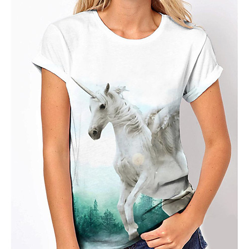 Women's 3D Printed Painting T shirt Graphic Animal Print Round Neck Basic Tops White
Women's 3D Printed Painting T shirt Graphic Animal Print Round Neck Basic Tops White