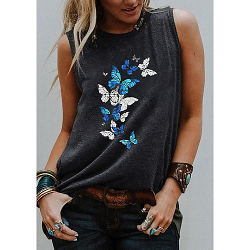 Women's Holiday Tank Top Vest T shirt Graphic Butterfly Print Round Neck Basic Tops Blue Purple Light gray / Going out
Women's Holiday Tank Top Vest T shirt Graphic Butterfly Print Round Neck Basic Tops Blue Purple Light gray / Going out
