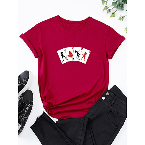 Women's T shirt Graphic Print Round Neck Basic Tops 100% Cotton Purple Wine Black
Women's T shirt Graphic Print Round Neck Basic Tops 100% Cotton Purple Wine Black