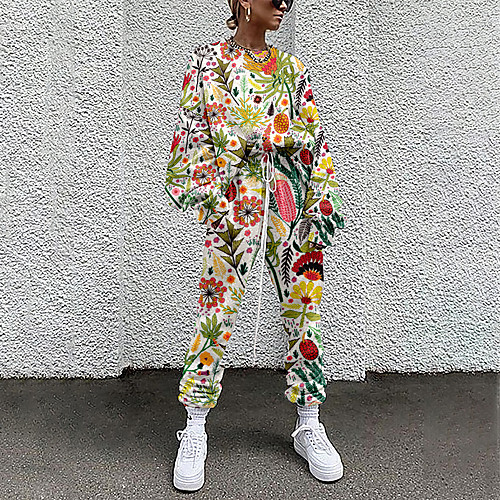 Women's Basic Streetwear Floral 3D Print Print Vacation Casual / Daily Two Piece Set Crew Neck Tracksuit T shirt Pant Loungewear Drawstring Print Tops / Loose
Women's Basic Streetwear Floral 3D Print Print Vacation Casual / Daily Two Piece Set Crew Neck Tracksuit T shirt Pant Loungewear Drawstring Print Tops / Loose