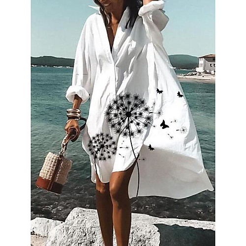 Women's Shirt Dress Knee Length Dress sunflower Dandelion White Long Sleeve Pattern Split Print Spring Summer V Neck Chic & Modern Casual 2021 S M L XL XXL
Women's Shirt Dress Knee Length Dress sunflower Dandelion White Long Sleeve Pattern Split Print Spring Summer V Neck Chic & Modern Casual 2021 S M L XL XXL