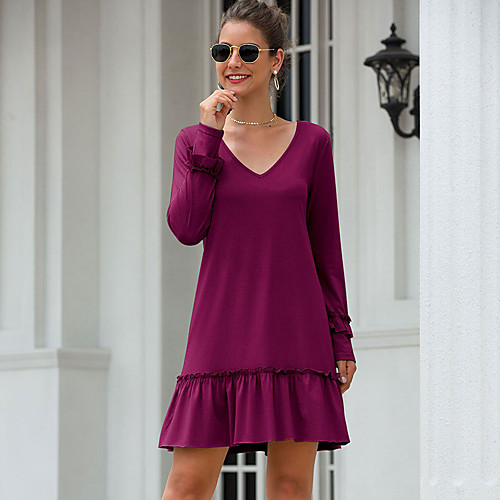 Women's A Line Dress Knee Length Dress dark brown Fuchsia Black Long Sleeve Solid Color Summer Casual 2021 S M L XL
Women's A Line Dress Knee Length Dress dark brown Fuchsia Black Long Sleeve Solid Color Summer Casual 2021 S M L XL