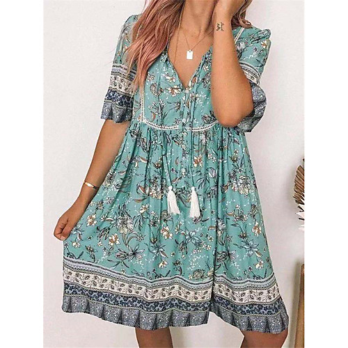 Women's Swing Dress Short Mini Dress Green Short Sleeve Print Lace up Print Spring Summer V Neck Casual Boho Holiday Slim 2021 S M L XL XXL XXXL
Women's Swing Dress Short Mini Dress Green Short Sleeve Print Lace up Print Spring Summer V Neck Casual Boho Holiday Slim 2021 S M L XL XXL XXXL