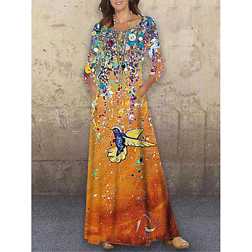 Women's Shift Dress Maxi long Dress Orange 3/4 Length Sleeve Floral Animal Print Spring Summer Round Neck Casual Holiday 2021 S M L XL XXL 3XL
Women's Shift Dress Maxi long Dress Orange 3/4 Length Sleeve Floral Animal Print Spring Summer Round Neck Casual Holiday 2021 S M L XL XXL 3XL