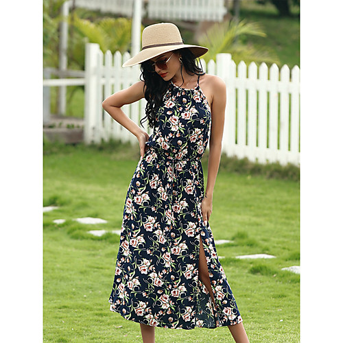 Women's Strap Dress Knee Length Dress Black Sleeveless Print Spring Summer Casual / Daily 2021 M L XL 2XL 3XL 
Women's Strap Dress Knee Length Dress Black Sleeveless Print Spring Summer Casual / Daily 2021 M L XL 2XL 3XL