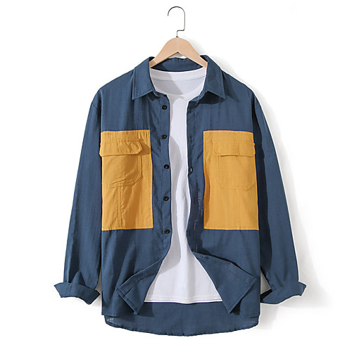 Men's Shirt Color Block Button-Down Long Sleeve Casual Tops 100% Cotton Lightweight Casual Fashion Breathable Navy Blue
Men's Shirt Color Block Button-Down Long Sleeve Casual Tops 100% Cotton Lightweight Casual Fashion Breathable Navy Blue