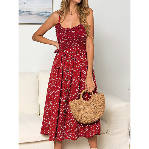 Women's Strap Dress Midi Dress Green Orange Black Red Navy Blue Sleeveless Polka Dot Button Summer Boat Neck Elegant Casual Party Holiday 2021 S M L XL
Women's Strap Dress Midi Dress Green Orange Black Red Navy Blue Sleeveless Polka Dot Button Summer Boat Neck Elegant Casual Party Holiday 2021 S M L XL