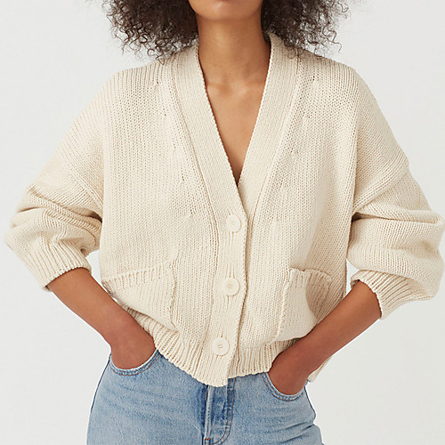 Women's Solid Color Sweater Long Sleeve Sweater Cardigans V Neck Creamy-white Blushing Pink Black
Women's Solid Color Sweater Long Sleeve Sweater Cardigans V Neck Creamy-white Blushing Pink Black