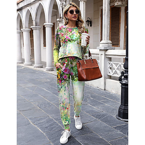 Women's Basic Streetwear Floral 3D Print Vacation Casual / Daily Two Piece Set Tracksuit T shirt Pant Loungewear Drawstring Print Tops
Women's Basic Streetwear Floral 3D Print Vacation Casual / Daily Two Piece Set Tracksuit T shirt Pant Loungewear Drawstring Print Tops
