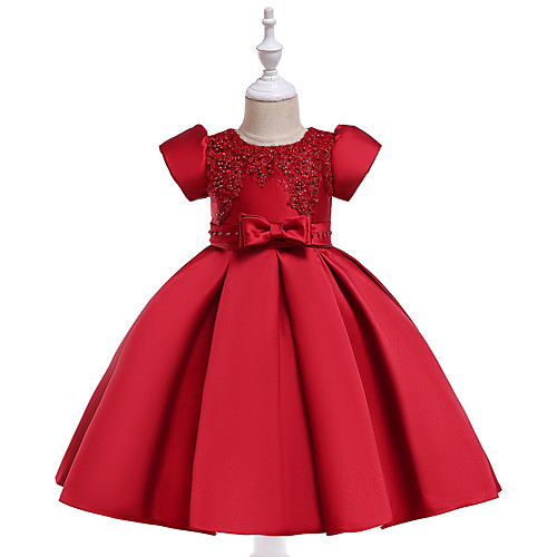 Ball Gown Knee Length Flower Girl Dresses Party Satin Short Sleeve Jewel Neck with Bow(s)
Ball Gown Knee Length Flower Girl Dresses Party Satin Short Sleeve Jewel Neck with Bow(s)