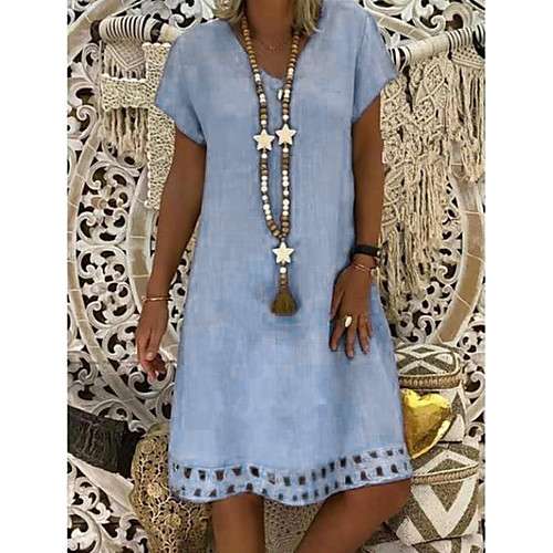 Women's Shift Dress Knee Length Dress Short Sleeve Solid Color Summer V Neck Casual 2021 S M L XL XXL XXXL 4XL 5XL
Women's Shift Dress Knee Length Dress Short Sleeve Solid Color Summer V Neck Casual 2021 S M L XL XXL XXXL 4XL 5XL