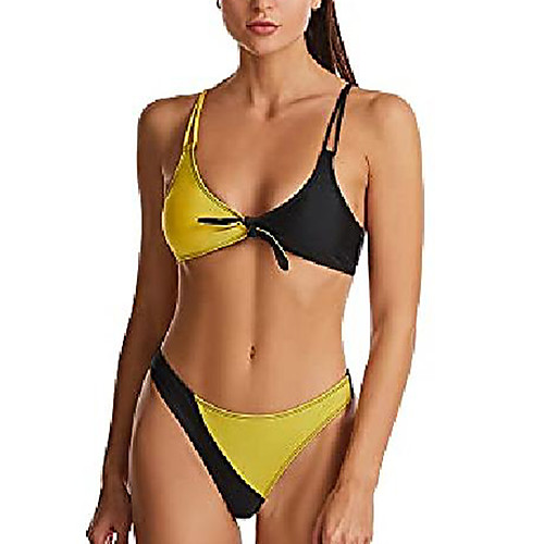hytensun women's high cut bikini set tie knot yellow black splicing two piece padded swimsuits bathing suits
hytensun women's high cut bikini set tie knot yellow black splicing two piece padded swimsuits bathing suits