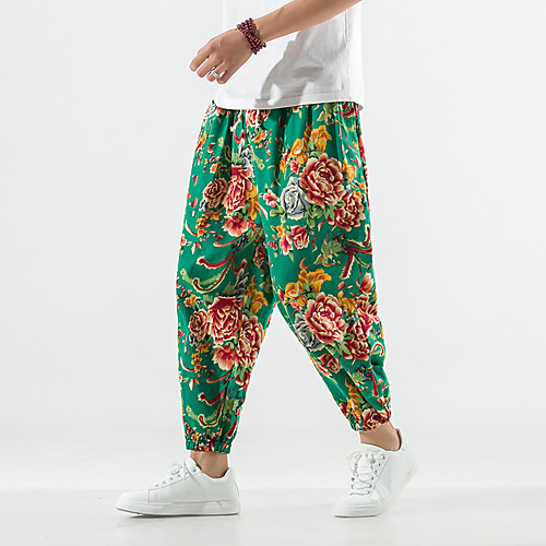 Men's Chinoiserie Folk Style Outdoor Loose Daily Home Harem Loose Chinos Bloomers Pants Solid Colored Patterned Flower / Floral Ankle-Length Baggy Drawstring Red Green
Men's Chinoiserie Folk Style Outdoor Loose Daily Home Harem Loose Chinos Bloomers Pants Solid Colored Patterned Flower / Floral Ankle-Length Baggy Drawstring Red Green