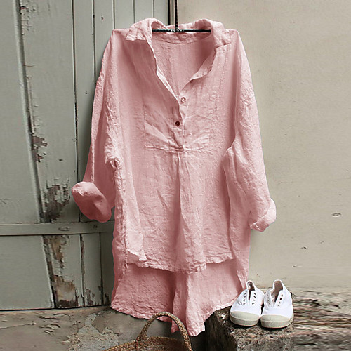 Women's Plus Size Tops Blouse Shirt Solid Color Asymmetric Hem Button Long Sleeve Button Down Collar Spring Summer Blue Blushing Pink White Big Size L XL 2XL 3XL 4XL
Women's Plus Size Tops Blouse Shirt Solid Color Asymmetric Hem Button Long Sleeve Button Down Collar Spring Summer Blue Blushing Pink White Big Size L XL 2XL 3XL 4XL