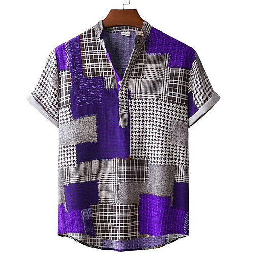 Men's Shirt Color Block Button-Down Short Sleeve Casual Tops Casual Fashion Breathable Comfortable Purple / Beach
Men's Shirt Color Block Button-Down Short Sleeve Casual Tops Casual Fashion Breathable Comfortable Purple / Beach