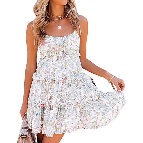 Women's Strap Dress Short Mini Dress White Sleeveless Floral Print Spring Summer Boat Neck Casual Holiday 2021 S M L XL
Women's Strap Dress Short Mini Dress White Sleeveless Floral Print Spring Summer Boat Neck Casual Holiday 2021 S M L XL
