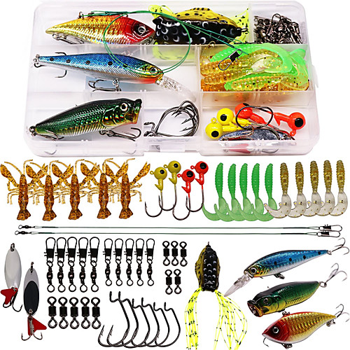 53 pcs Lure kit Fishing Lures Hard Bait Soft Bait Spoons Minnow Popper Vibration / VIB Jig Head lifelike 3D Eyes Bass Trout Pike Freshwater and Saltwater
53 pcs Lure kit Fishing Lures Hard Bait Soft Bait Spoons Minnow Popper Vibration / VIB Jig Head lifelike 3D Eyes Bass Trout Pike Freshwater and Saltwater
