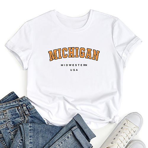 Women's T shirt Graphic Letter Print Round Neck Tops 100% Cotton Basic Basic Top White
Women's T shirt Graphic Letter Print Round Neck Tops 100% Cotton Basic Basic Top White