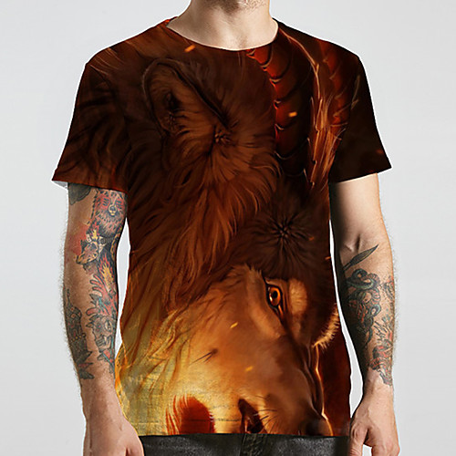 Men's Unisex Tee T shirt 3D Print Graphic Prints Lion Animal Plus Size Print Short Sleeve Casual Tops Fashion Designer Big and Tall Yellow
Men's Unisex Tee T shirt 3D Print Graphic Prints Lion Animal Plus Size Print Short Sleeve Casual Tops Fashion Designer Big and Tall Yellow